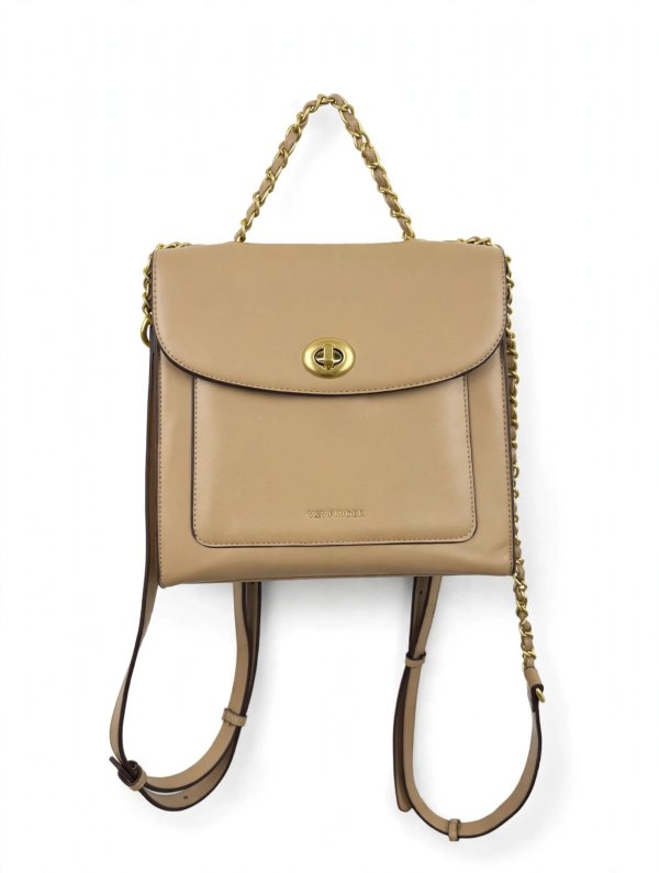 Cartera beige con cadena y correas ajustables