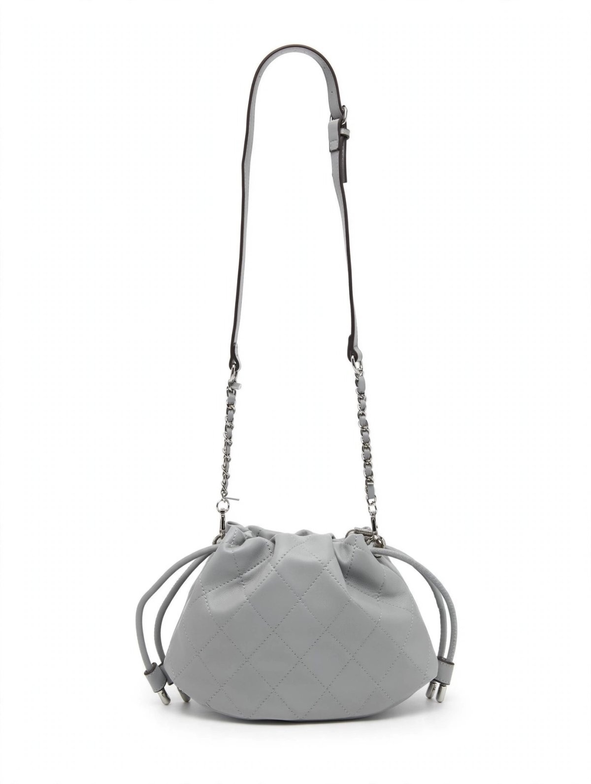 Cartera gris acolchada con cadena - 2