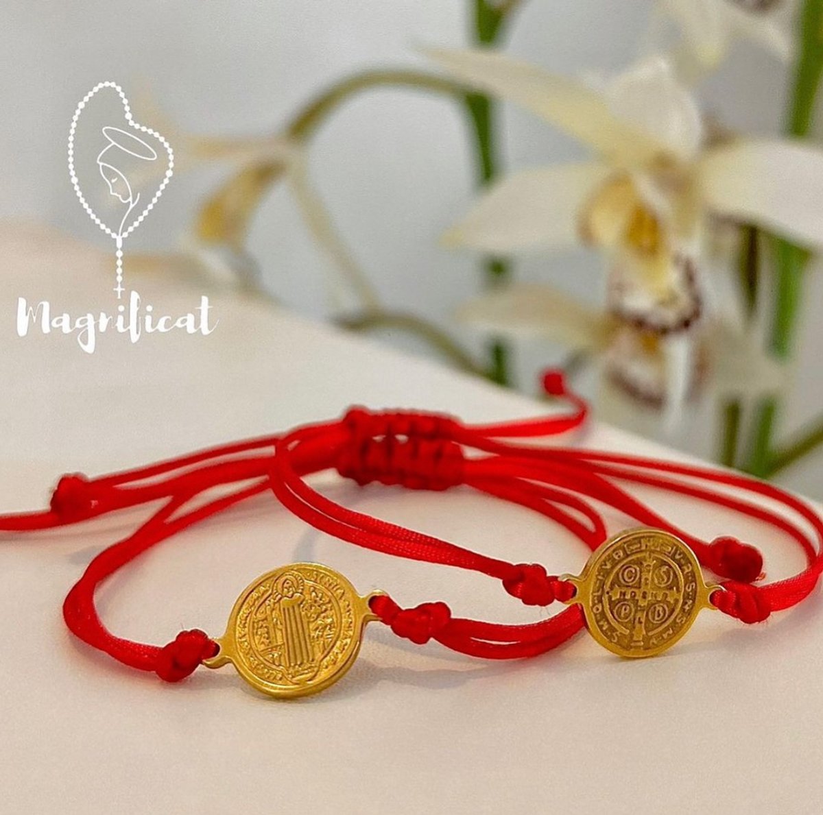 Pulsera de hilo rojo y dije de acero San Benito - 2