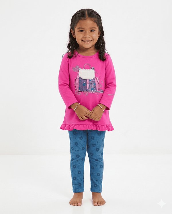 Conjunto Infantil Niña – Remera + Calza Estampada