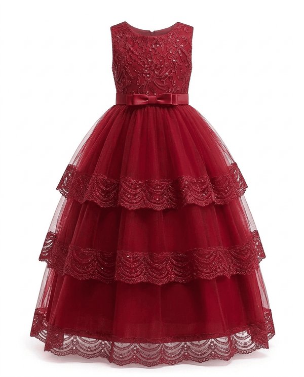 Vestido Princesa Bordo y Rosado