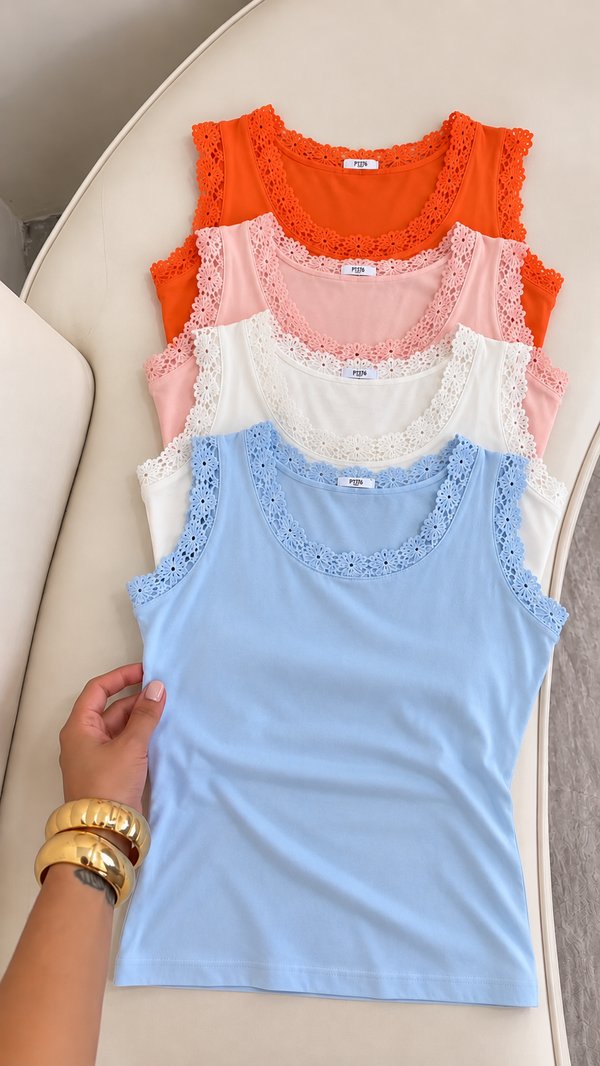 MUSCULOSAS DE ALGODÓN CON ENCAJE🌸 COD: PT-375