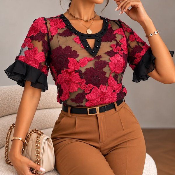 BLUSA ELEGANTE CON FLORES 💞