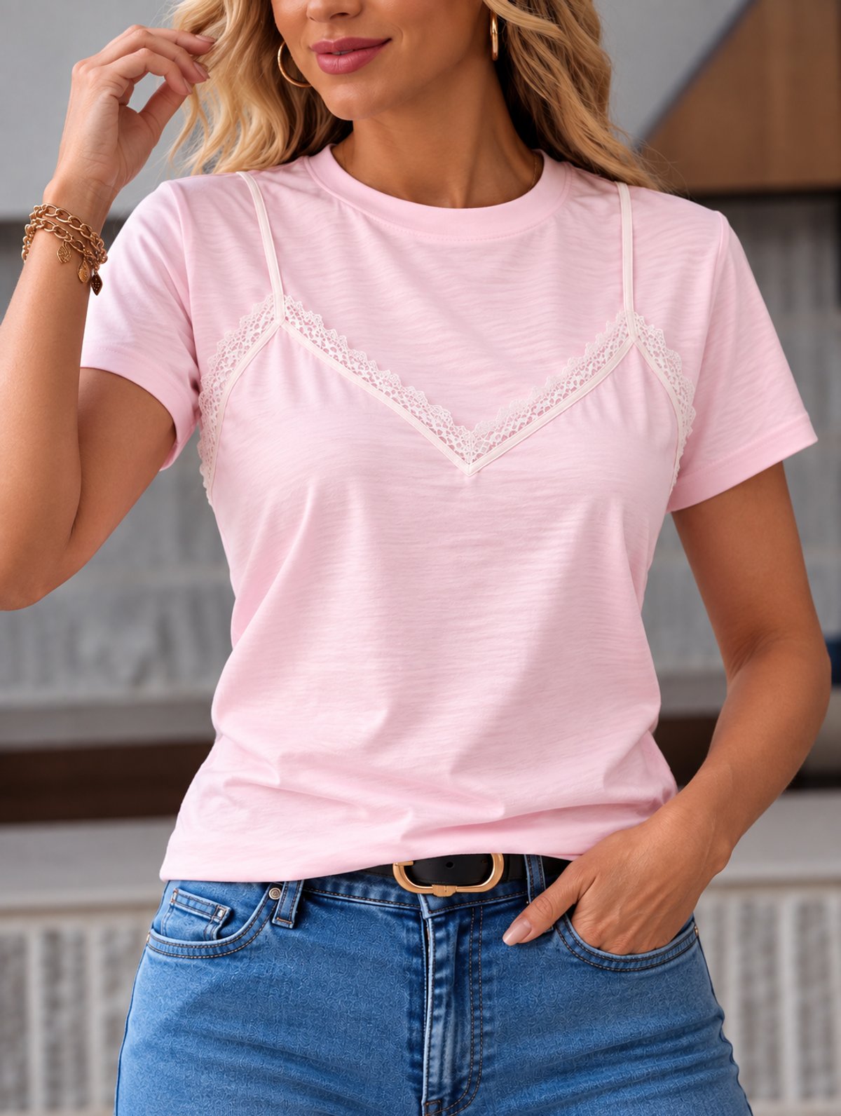 REMERA FEMENINA CON DETALLE DE ENCAJE 💖 ✨ COD: L227 - 5