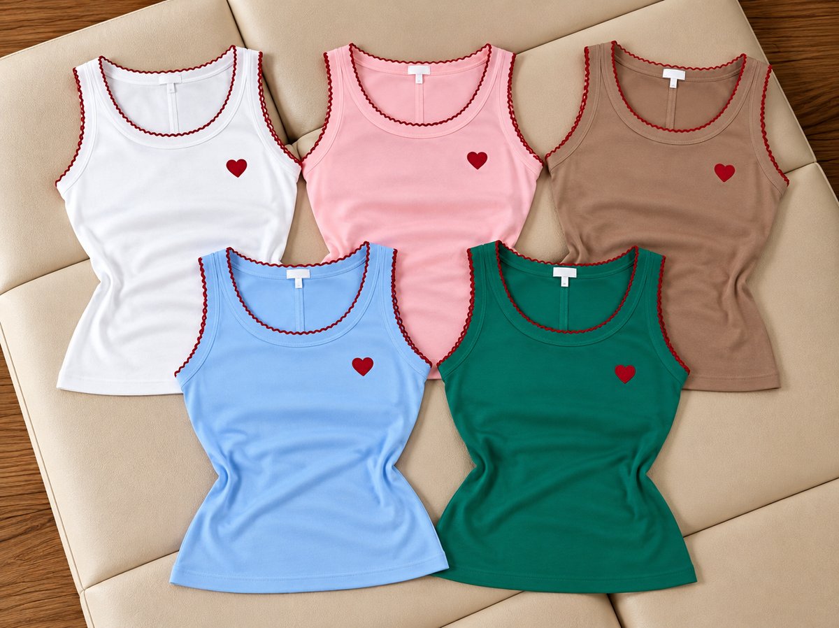 REGATAS DE ALGODÓN CON CORAZÓN BORDADO ❤️ COD: PT-390 - 6