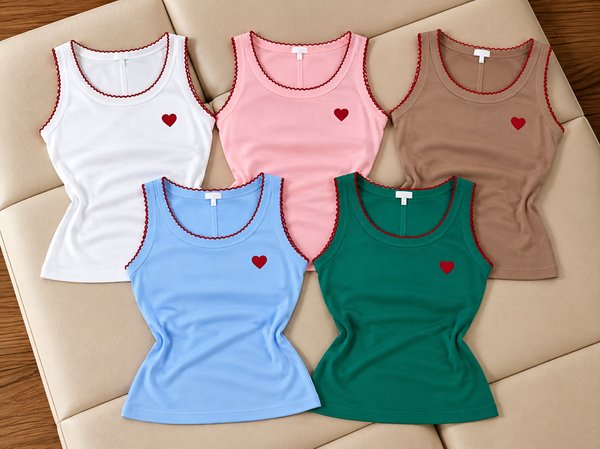 REGATAS DE ALGODÓN CON CORAZÓN BORDADO ❤️ COD: PT-390