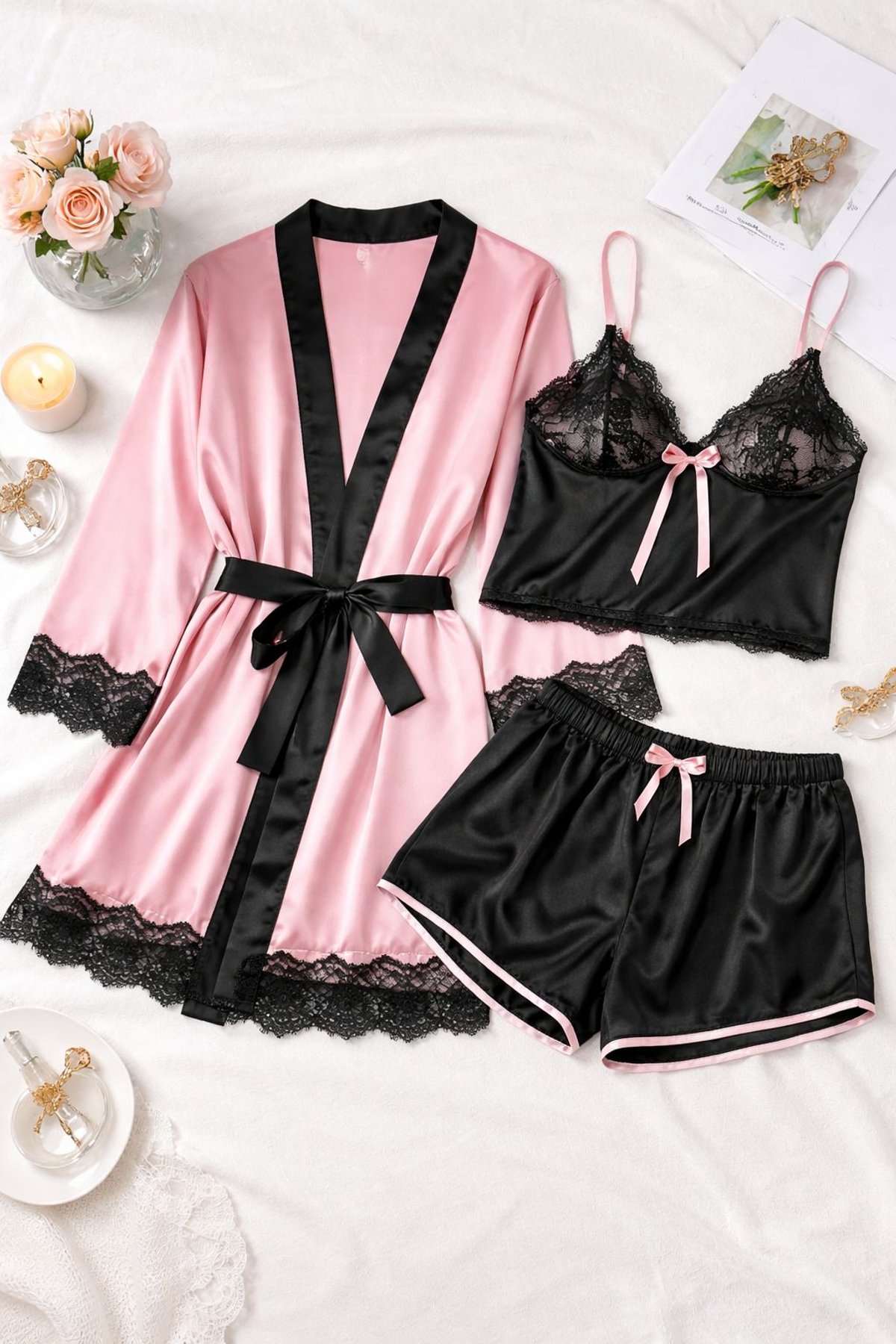 ✨ CONJUNTO DE PIJAMA SATINADO 3 PIEZAS✨ - 3
