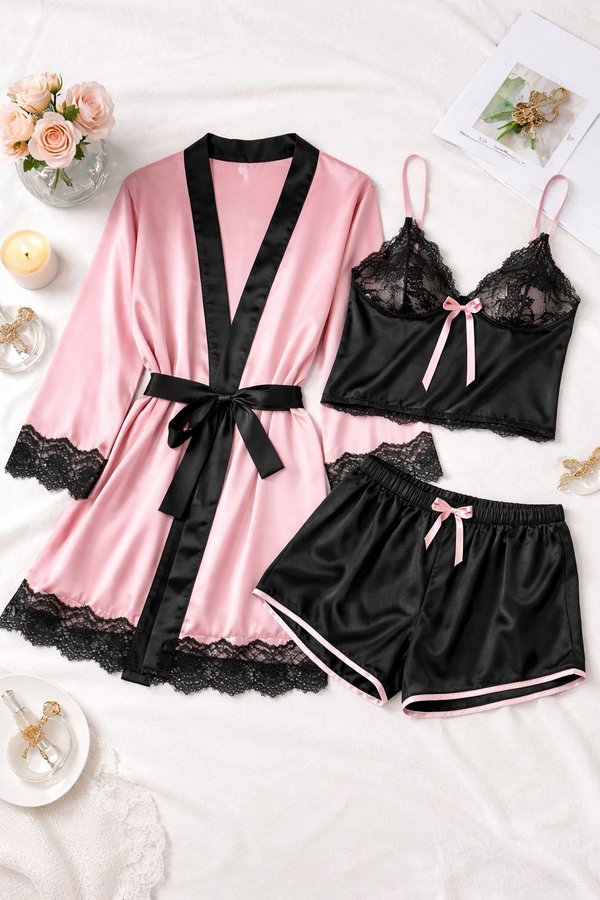 ✨ CONJUNTO DE PIJAMA SATINADO 3 PIEZAS✨