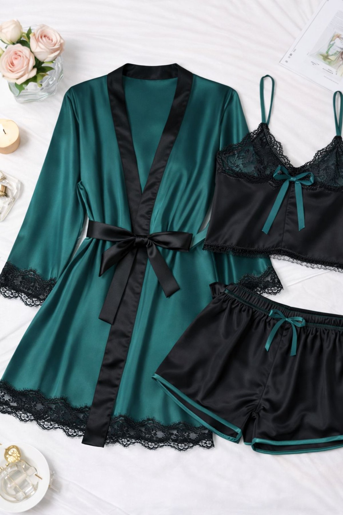 ✨ CONJUNTO DE PIJAMA SATINADO 3 PIEZAS✨ - 6