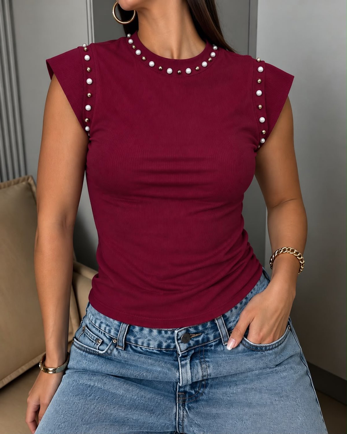 BLUSAS ACANALADA CON PERLAS ❤️‍🔥 - 2