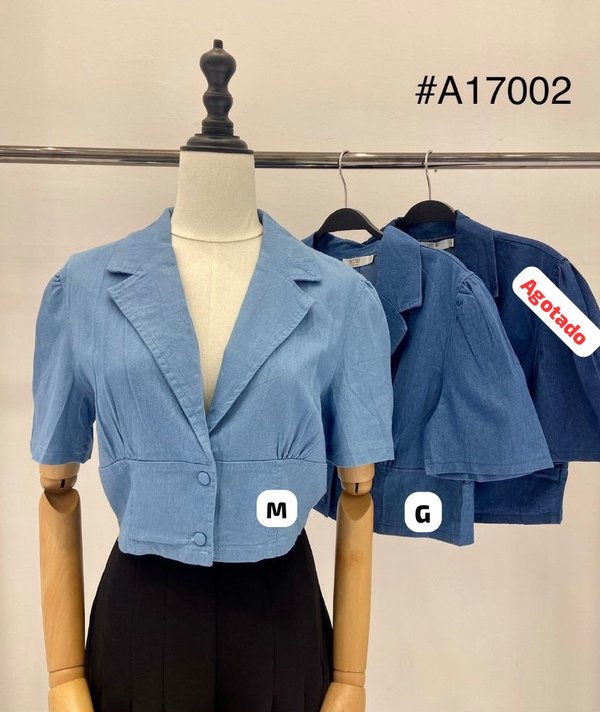 BLUSA JEANS FEMENINA – MODELO CROP 💙 COD: A17002