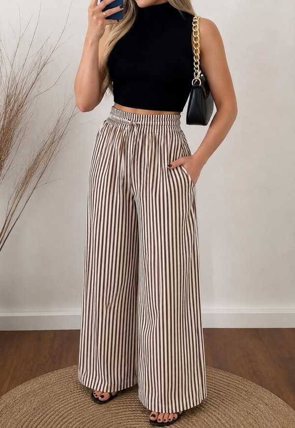 PANTALÓN PALAZZO CON RAYAS 