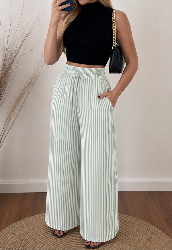 PANTALÓN PALAZZO CON RAYAS 
