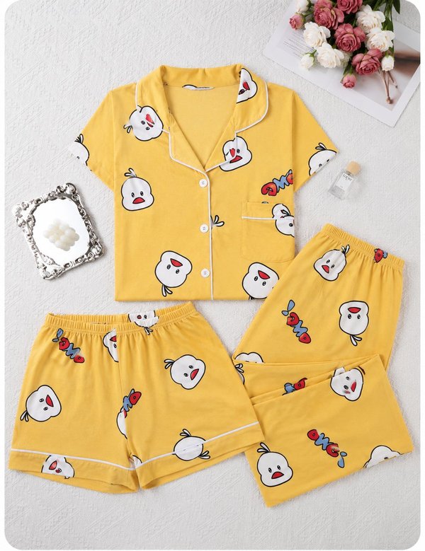PIJAMAS CAMISERO ALGODÓN 3 PIEZAS 💕💞