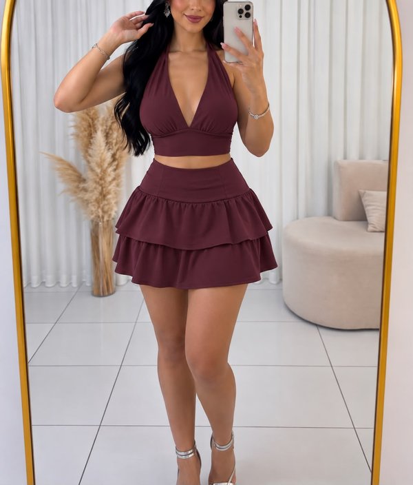 CONJUNTO DE LYCRA TOP + SHORT/POLLERA ❤️‍🔥