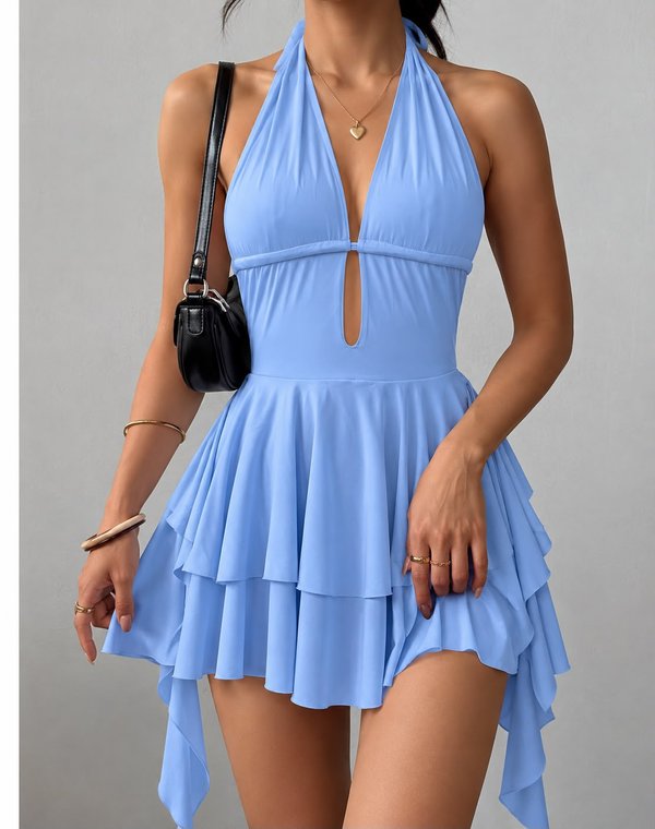VESTIDO DE LYCRA  CON VOLADOS 💖 ✨ 