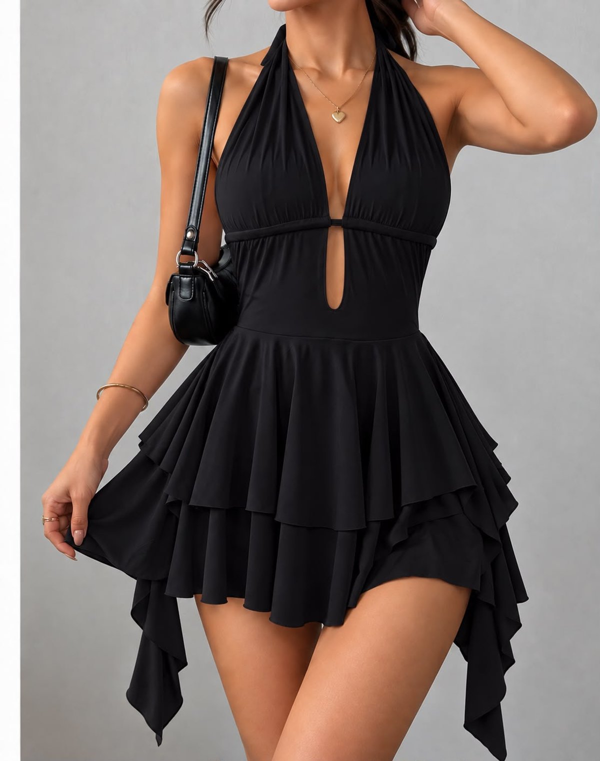 VESTIDO DE LYCRA  CON VOLADOS 💖 ✨  - 5