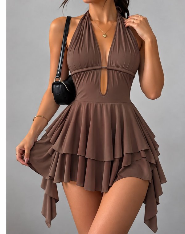 VESTIDO DE LYCRA  CON VOLADOS 💖 ✨ 