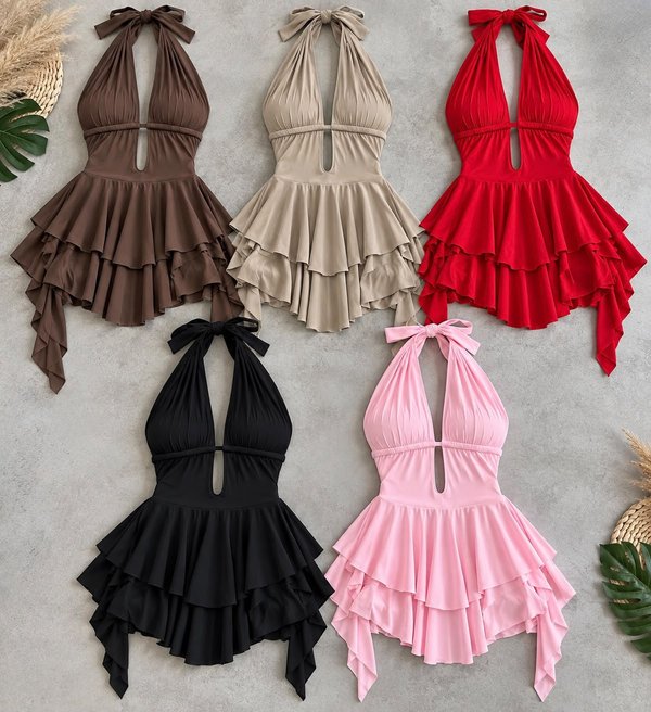 VESTIDO DE LYCRA  CON VOLADOS 💖 ✨ 