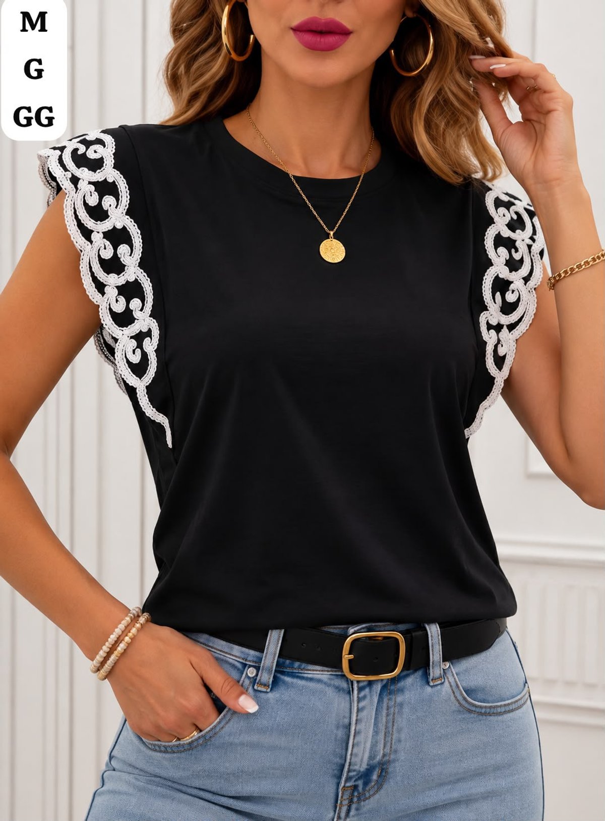 BLUSA CON DETALLE DE ENCAJE 💖 COD: D039 - 5