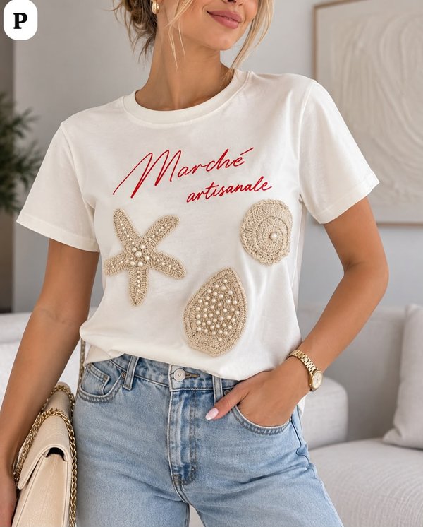 REMERA FEMENINA MARCHÉ ARTISANALE ✨🌊