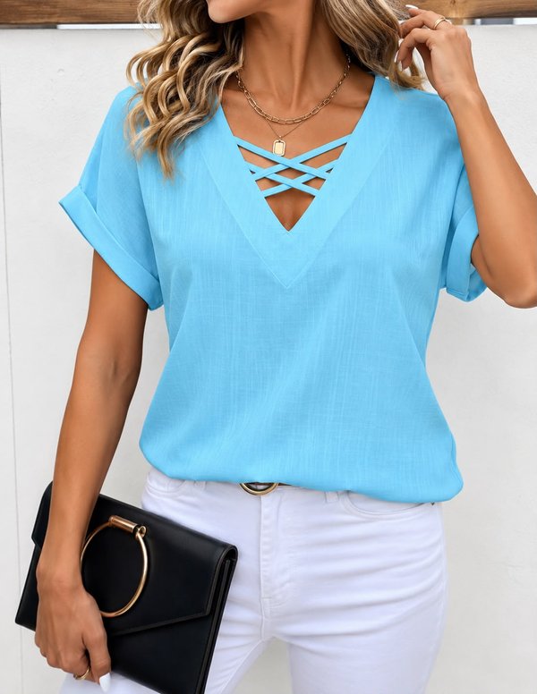 BLUSA CON DETALLES DE TIRAS CRUZADAS 💖