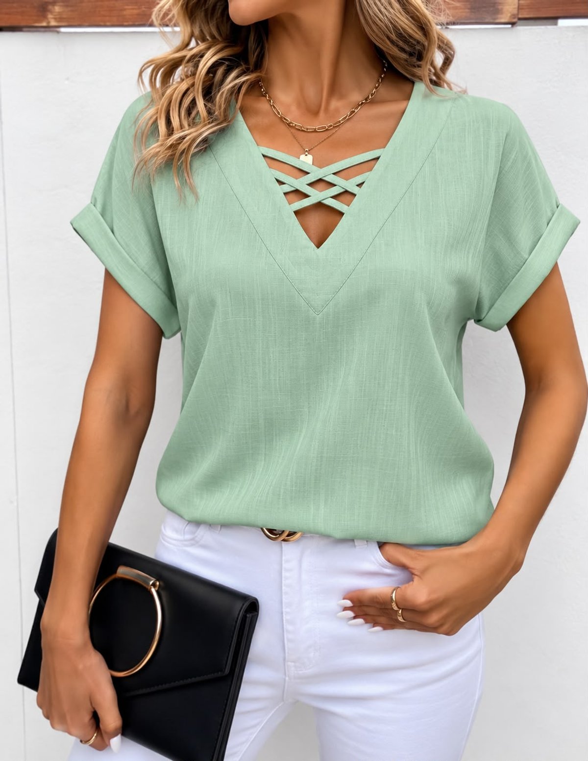BLUSA CON DETALLES DE TIRAS CRUZADAS 💖 - 4