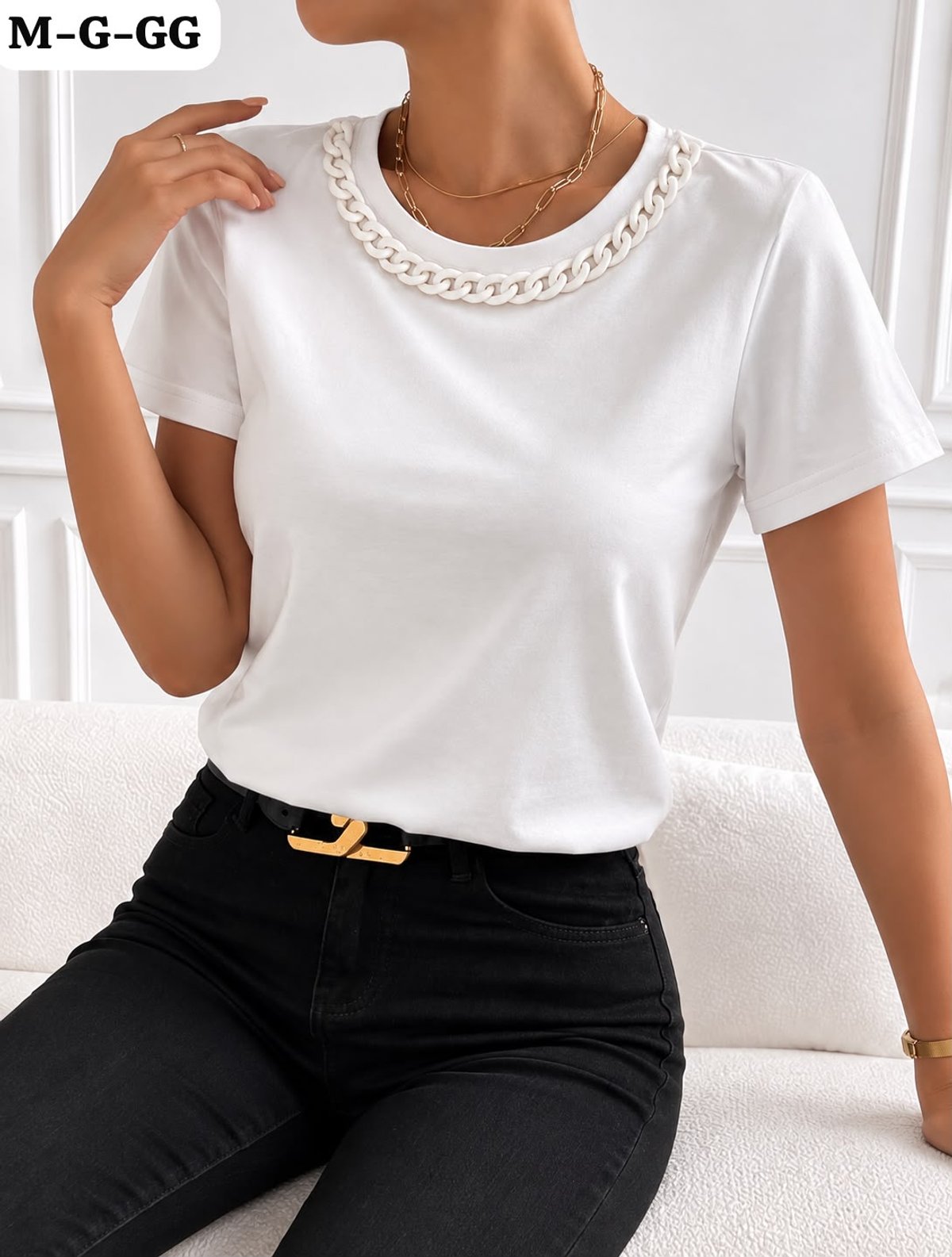 REMERA CON DETALLES DE CADENA 💗  COD:49627 - 2