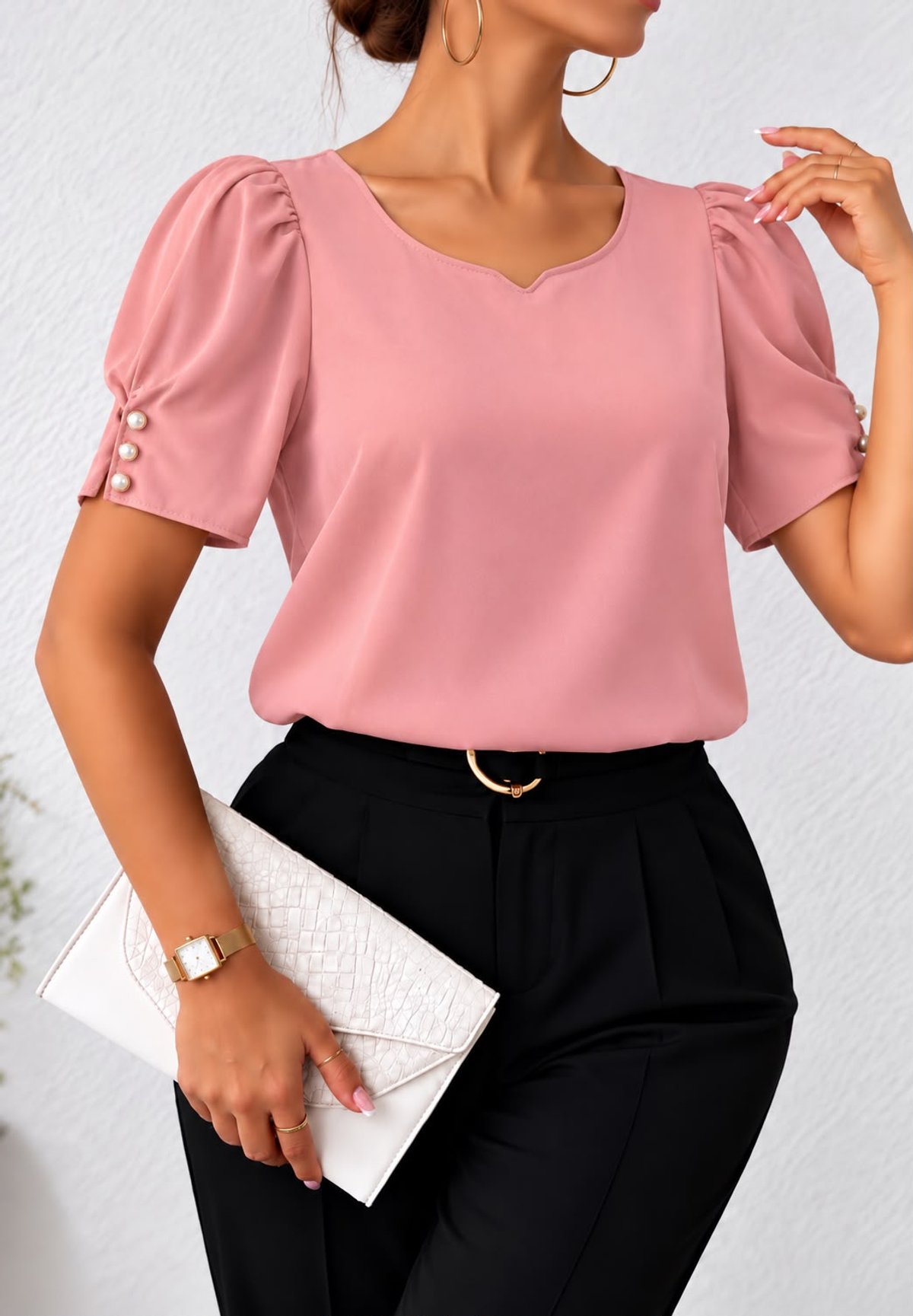 BLUSA ELEGANTE CON BOTONES PERLADOS 💖 - 2