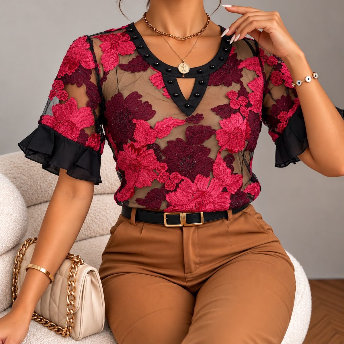 BLUSA ELEGANTE CON FLORES  💞 - 2
