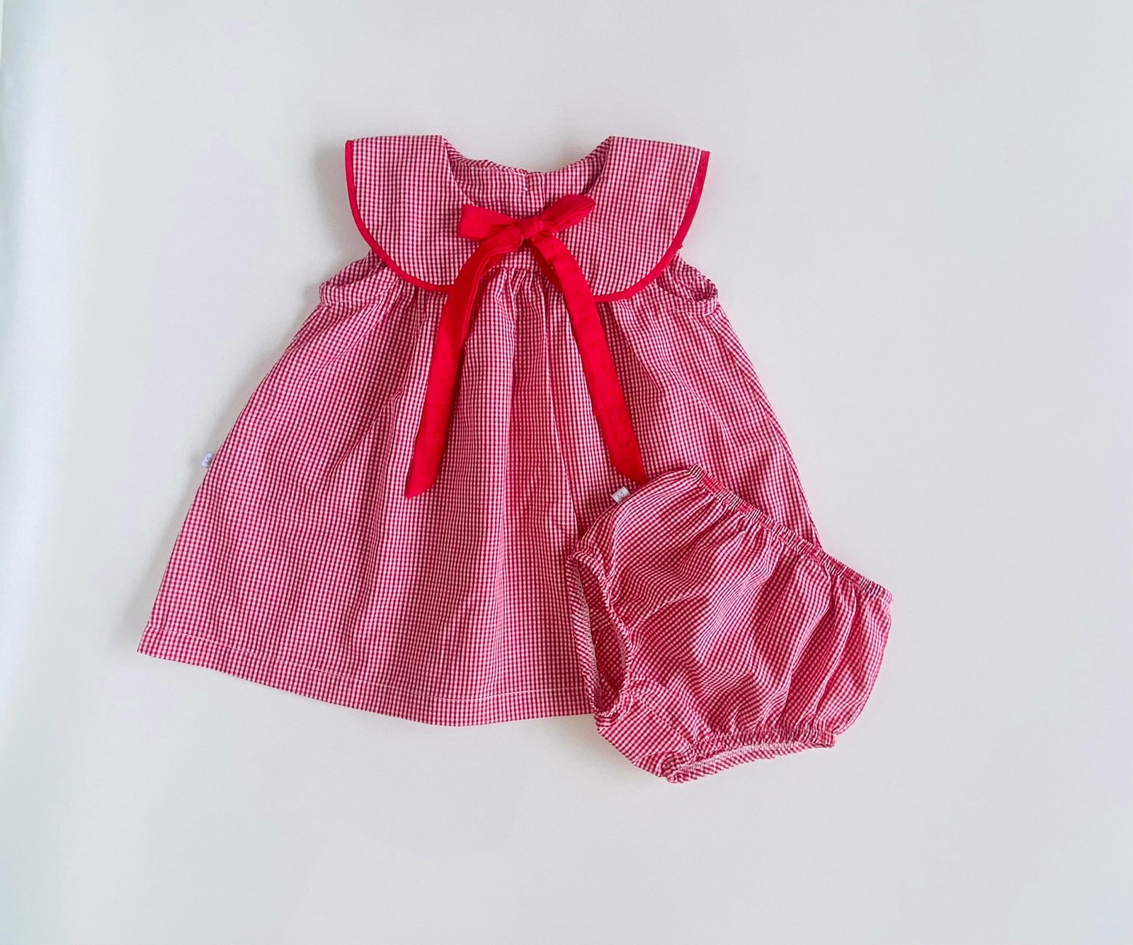  VESTIDO C/ CUELLO + BOMBACHA VILLA MARIA - Rojo a cuadros 