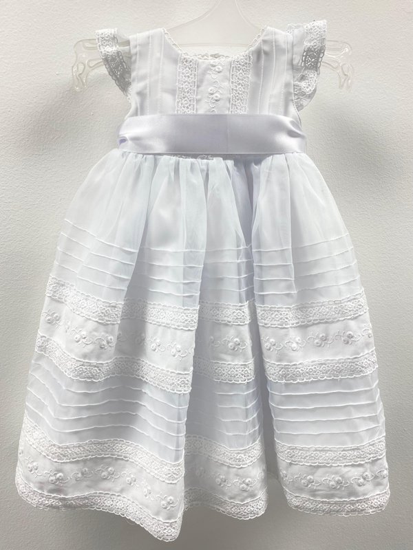 VESTIDO DE BAUTISMO C/ MOÑO GABRIELA - Blanco