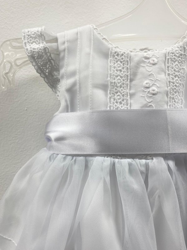 VESTIDO DE BAUTISMO C/ MOÑO GABRIELA - Blanco