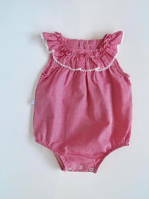 BABUCHONA C/ VOLADOS LOMA PLATA - Rojo cuadros