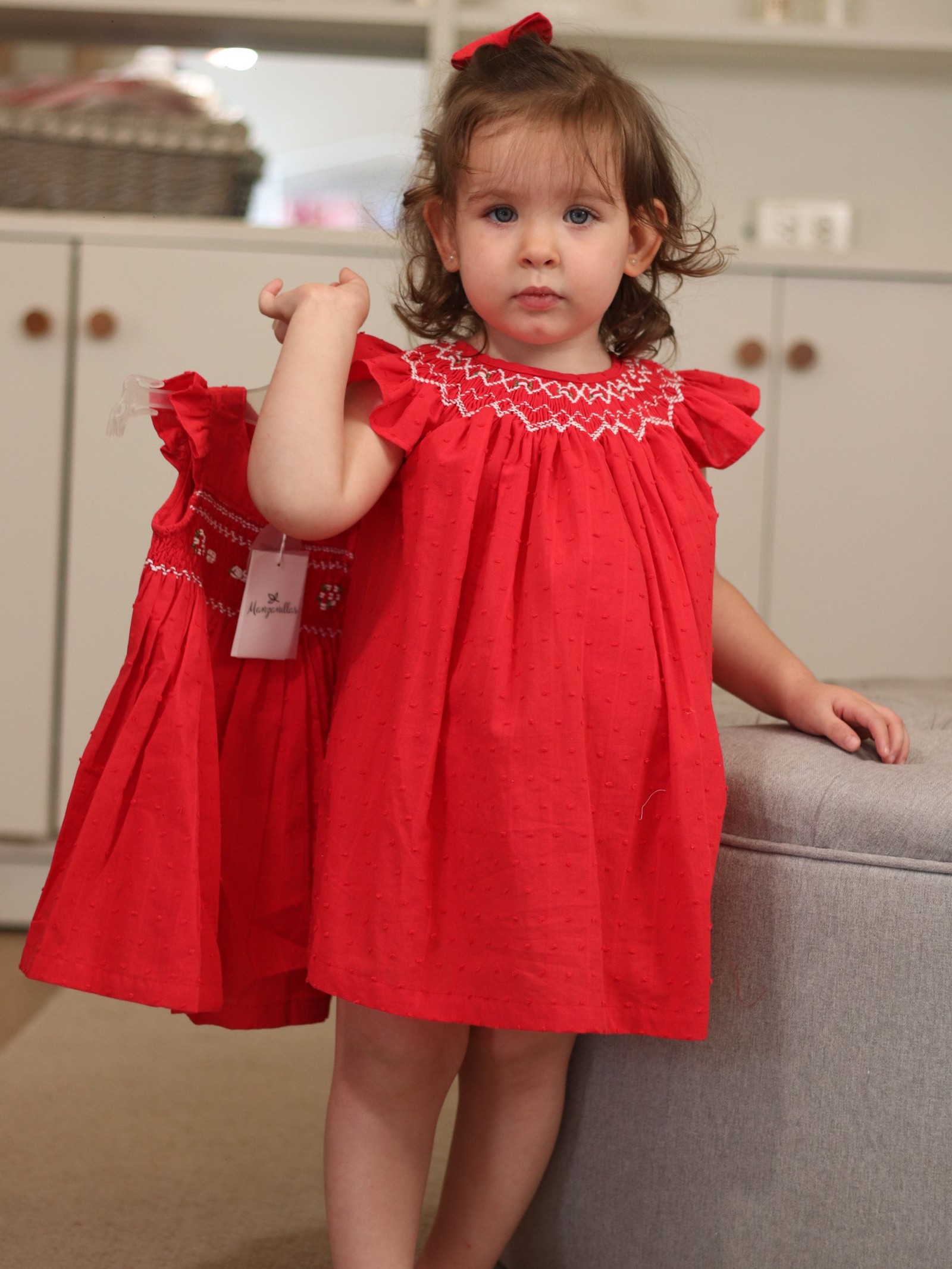 Vestido Punto Smock TAIS 610 - Rojo Plumeti - 4