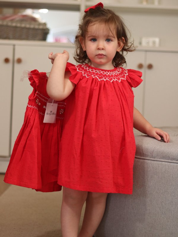 Vestido Punto Smock TAIS 610 - Rojo Plumeti