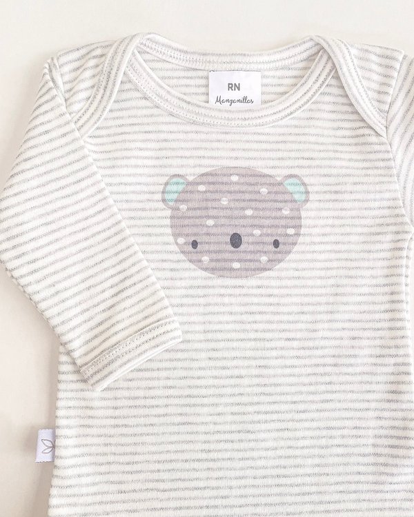 Body MODENA 549 - Gris Rayas Cara de Osito Verde