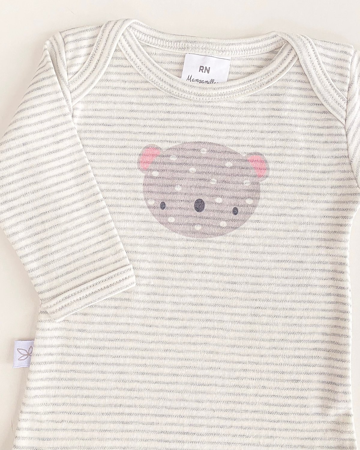 Body MODENA 549 - Gris Rayas Cara de Osito Rosa - 2