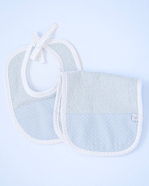 Set Babero+Babita ROTERDAM 1190 - Celeste a Motas