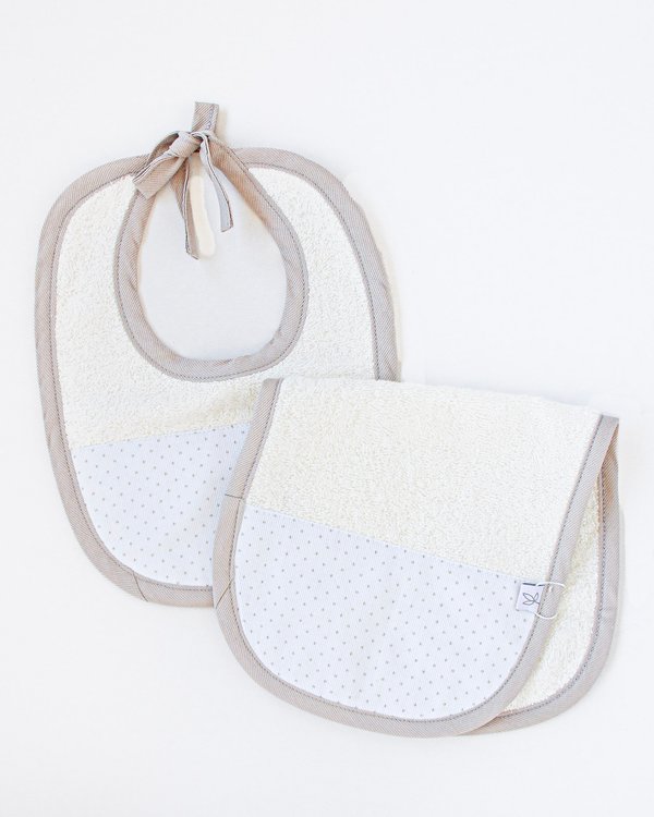 Set Babero+Babita ROTERDAM 1190 - Beige a Motas