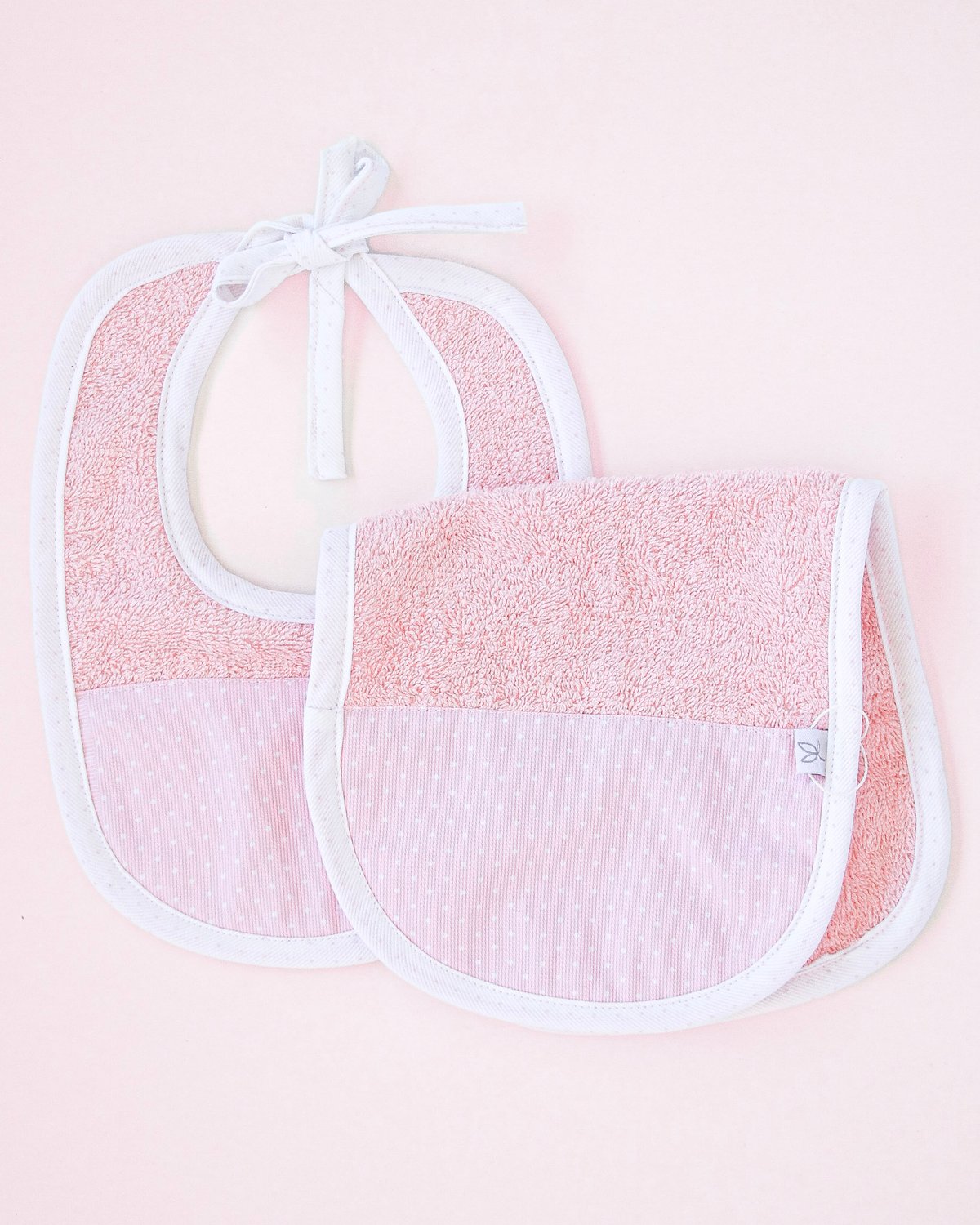 Set Babero+Babita ROTERDAM 1190 - Rosa a Motas