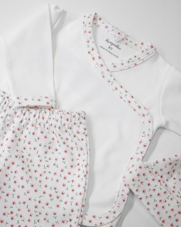 Conjunto MOSCÚ 325 - Florcitas Rosas c/ Verde