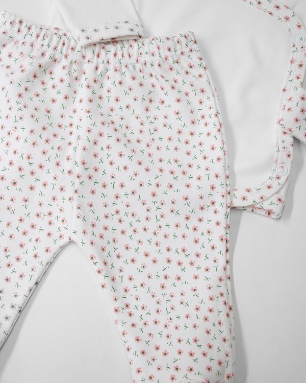 Conjunto MOSCÚ 325 - Florcitas Rosas c/ Verde