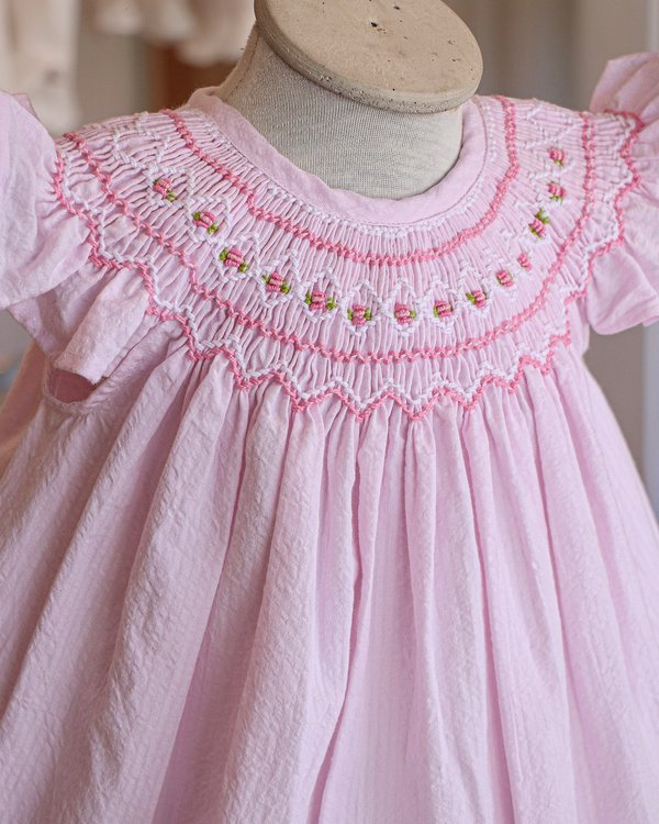 Vestido Punto Smock TAIS 610 - Rosa