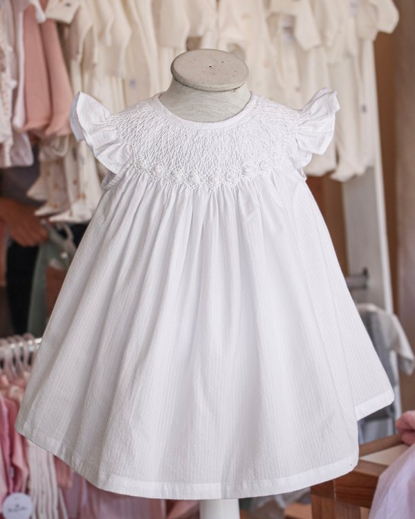 Vestido Punto Smock TAIS 610 - Blanco