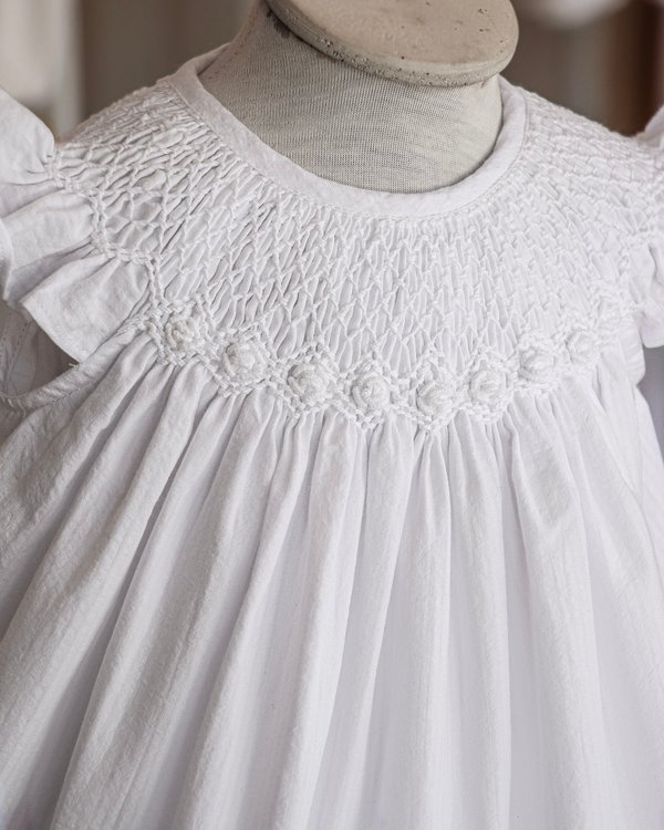 Vestido Punto Smock TAIS 610 - Blanco