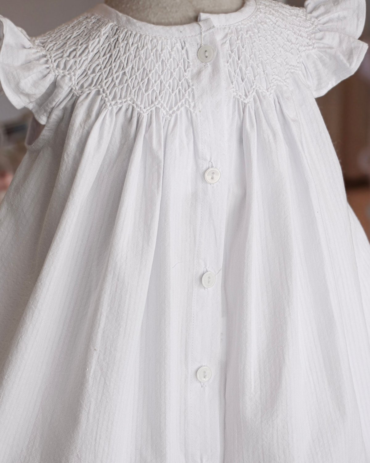 Vestido Punto Smock TAIS 610 - Blanco - 3