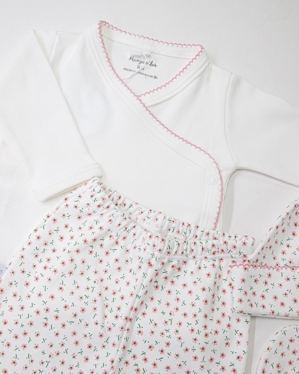 Conjunto VARSOVIA 503 - Florcitas Rosas c/ Verde - 2