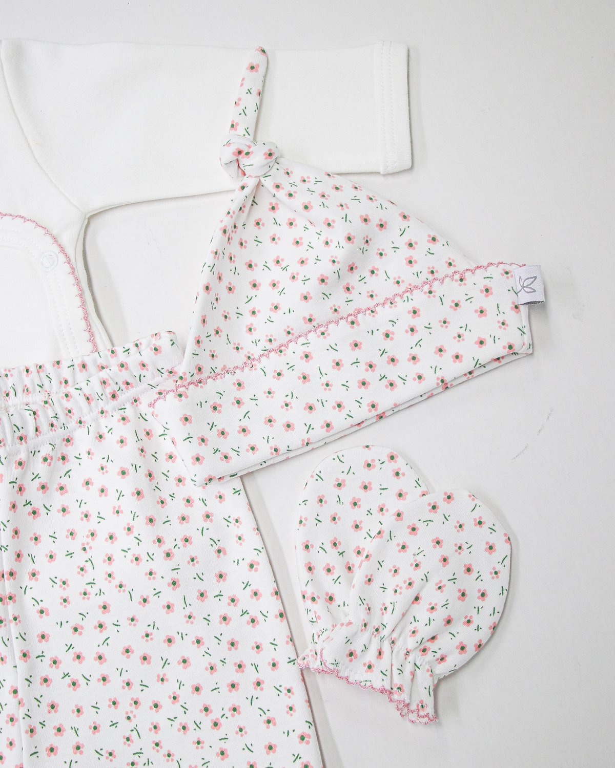 Conjunto VARSOVIA 503 - Florcitas Rosas c/ Verde - 3