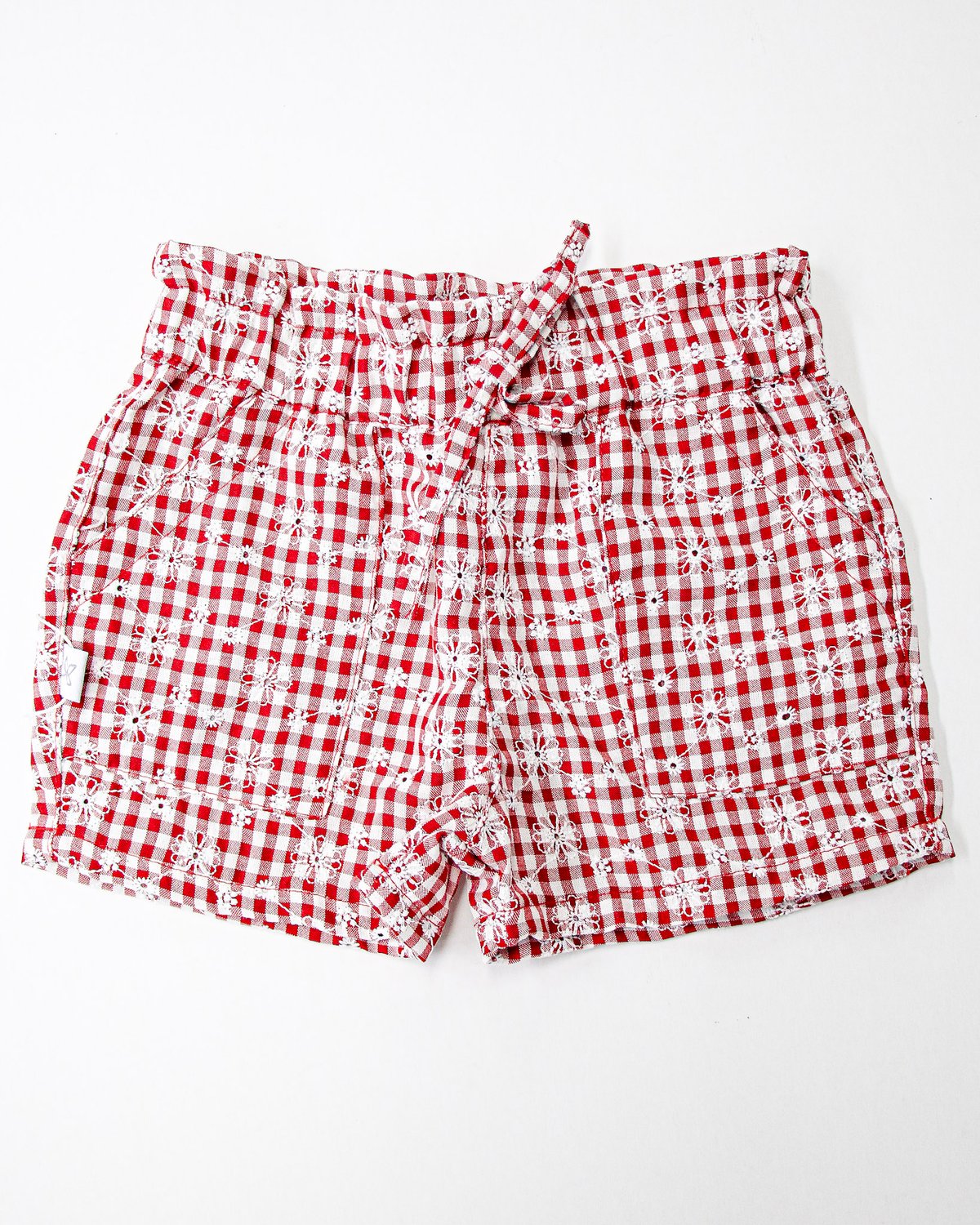 Short RECIFE 457 - Rojo a Cuadros c/ Flores